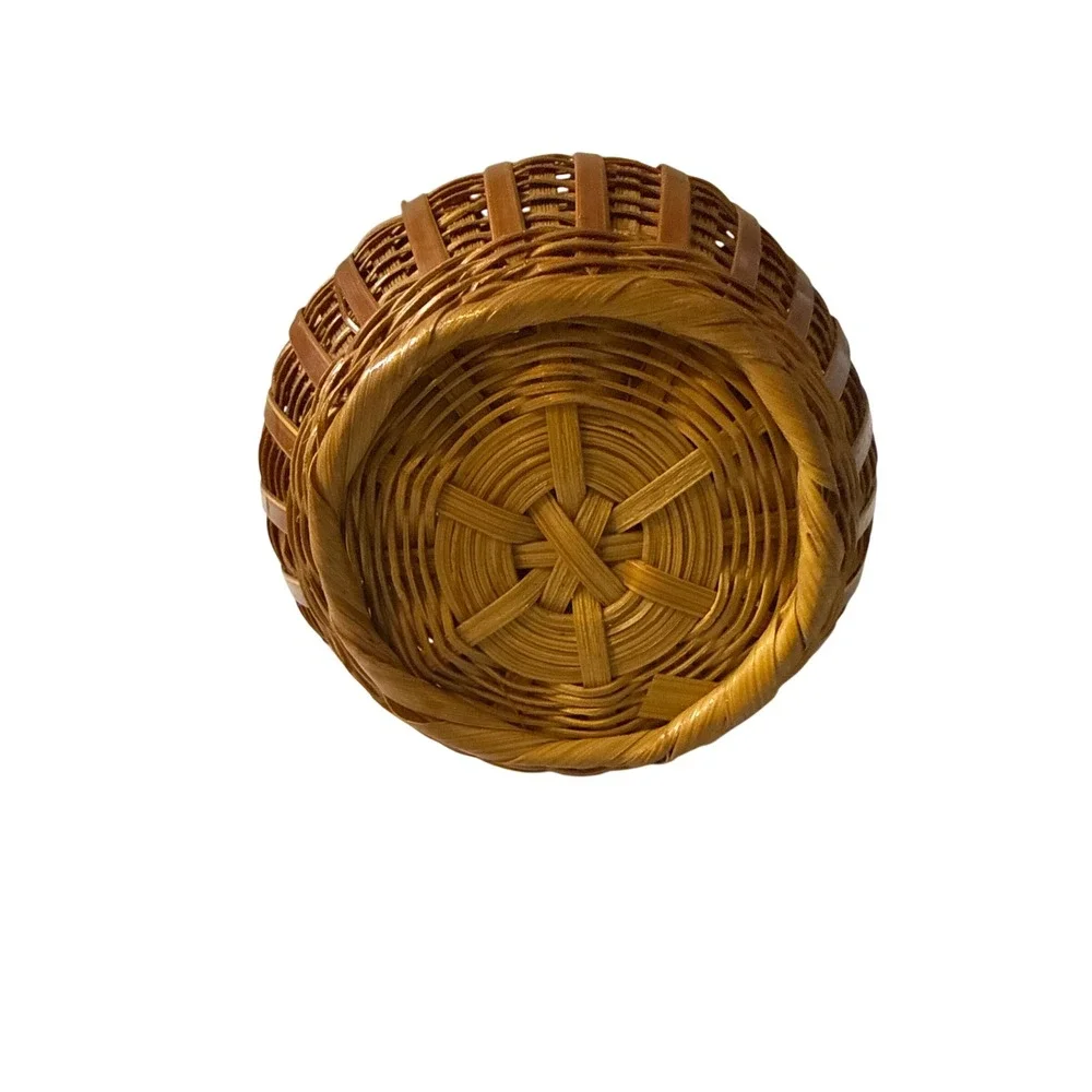 Vintage Mini Wicker Owl Basket Trinket Box 4